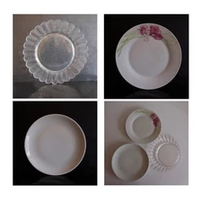 3 DURALEX porcelain glass flat plates made in France art deco table 20th century