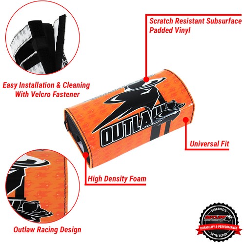 Outlaw Racing ORBP18O Handlebar Cushion Bar Pad 1-1/8 Orange Motorcycle - Picture 6 of 7