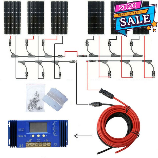 400W 500W 600W Watt Off Grid Kit 100W Solar Panel & 1KW Pure Sine