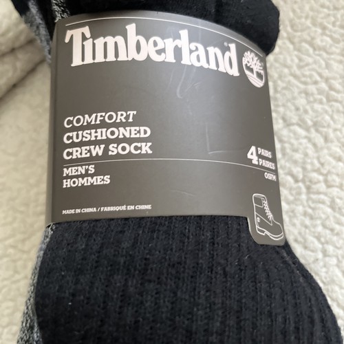 4 PAIR TIMBERLAND MENS COMFORT CUSHIONED CREW SOCKS, SHOE SIZES 9 - 12