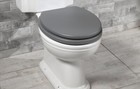 Universal Wooden Toilet Seat Grey Standard Traditional Bathroom Oval Seat 18"