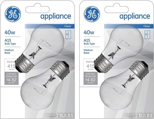 GE Clear Light 40w, A15 Bulb Type, Medium Base, 415 Lumens, Soft White (4 Pack) - Picture 1 of 3