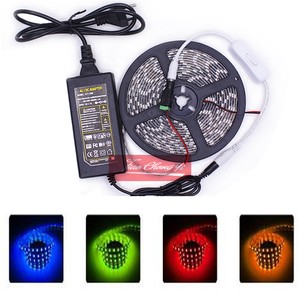 DC12V 1-5M 5050 SMD white Red Blue UV LED Flexible Strip+LED Power+Switch