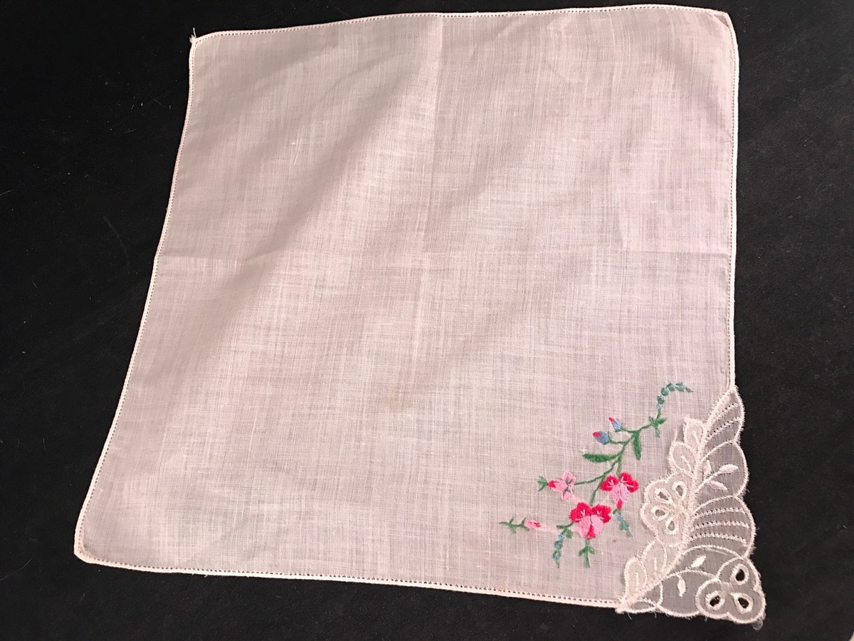 小物 1900s Hand Embroidery Handkerchief 小物 1900s Hand Embroidery Handkerchief Vintage Embroidered