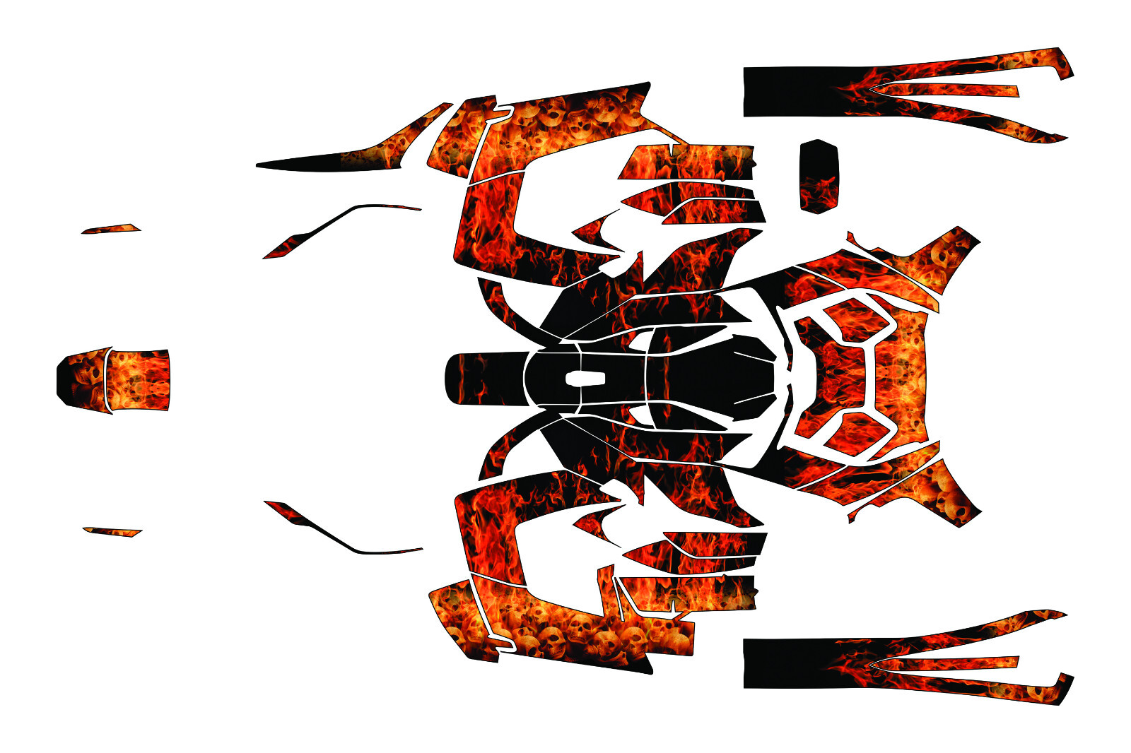 2019-2023 Can Am Ryker Wrap Graphics Kits GRAPHIC VINYL DECALS Skull Flames KGFX graphics kit