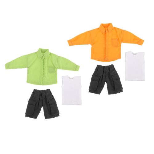1/12 Scale Men Figure Shirt Vest Shorts Set Mini Clothing, Leisure Doll Clothes, - Picture 1 of 7