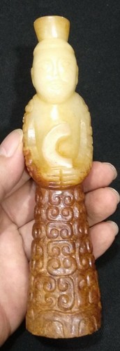 5.7" Old Chinese Jade Carved Man Statue