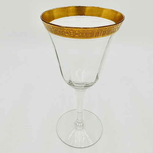 Copa de agua Tiffin-Franciscana de vidrio, patrón transparente Valencia, incrustado dorado - Imagen 3 de 9