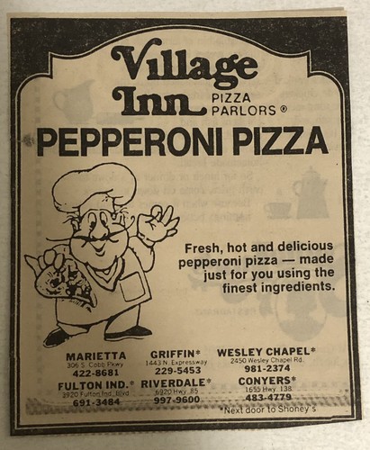 1980s Village Inns Pizza Restaurant Vintage Print Ad Advertisement Marietta pa1