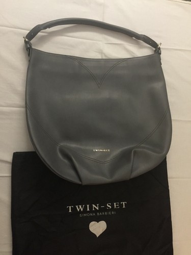 BORSA DA SPALLA MARCA TWIN -SET SIMONA BARBIERI GENUINE LEATHER GRIGIA  EUROPE | eBay