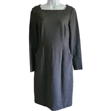 BROOKS BROTHERS Gray Stretch Knit Career Dress With Pockets Women's Size 2