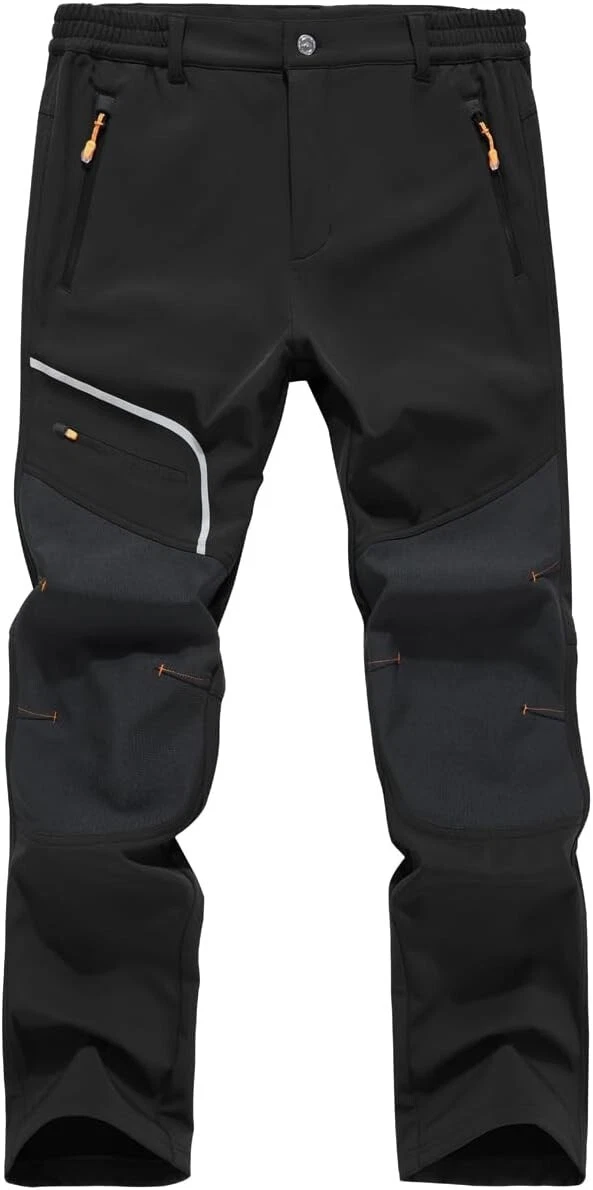 Tansozer Men's Winter Outdoor Trousers Fleece Warm Waterproof Softshell Work Hik
