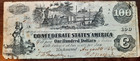 1862 $100 Us Confederate States of America Currency w/Train! & w/Deposit Stamp