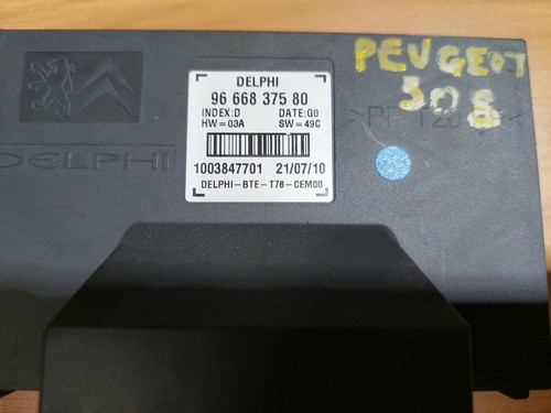 PEUGEOT 308 CABRIO 2010 ROOF CONTROL MODULE 9666837580 9/07-1/14 GENUINE - Picture 2 of 4