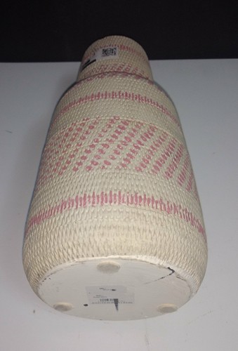 Threshold 12" Earthenware Pink & Cream Textured Weave Design Gourd Vase - Picture 7 of 9