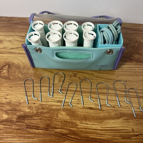 Vtg Clairol Set To Go Travel Hot Rollers Hair Dual Voltage Aqua Purple 1980s - Picture 4 of 7
