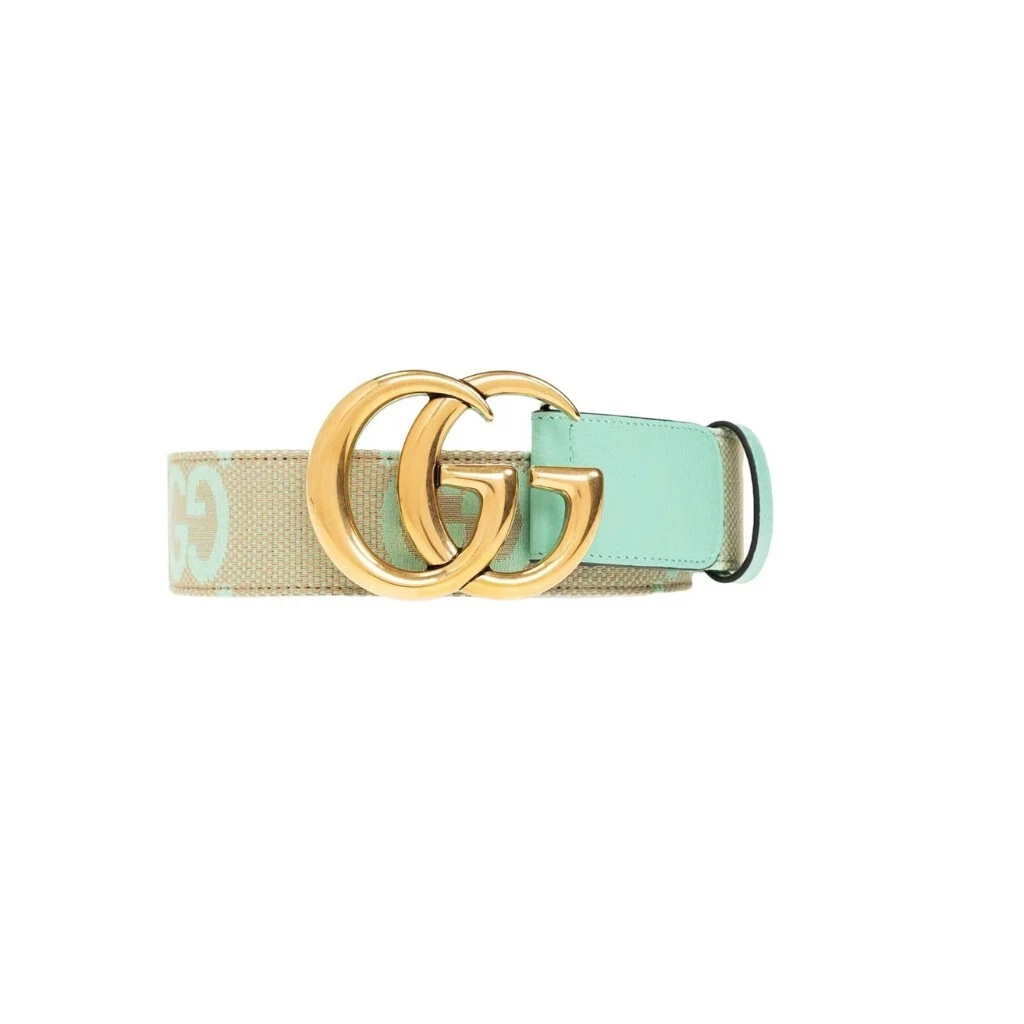 NEW Gucci GG Marmont Jumbo GG Belt Beige/Mint Size 70 inch