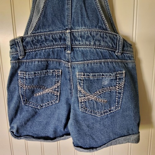 Jordache Girls Bib Overalls Shorts Sz 6-6X Bling Blue Pre Owned Jeans EUC - Picture 6 of 9