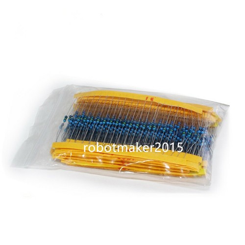 400pz Kit Assortimento Resistenze a Film Metallo 20 Valori 1/4W 0,25W 10R-1M Ohm - Foto 2 di 3