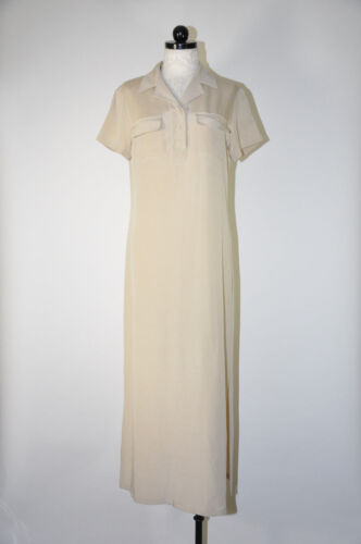 Maxi Camisa Vestido Modesto Y2K Jones Gris Tostado Seda Mínimo Largo Columna Mujeres M - Imagen 2 de 12