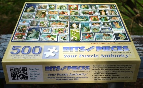 100% COMP. PUZZLE 500 PIÈCES EMBOUTS ET PIECES - COUETTE TIMBRES ANGES - Photo 2/2