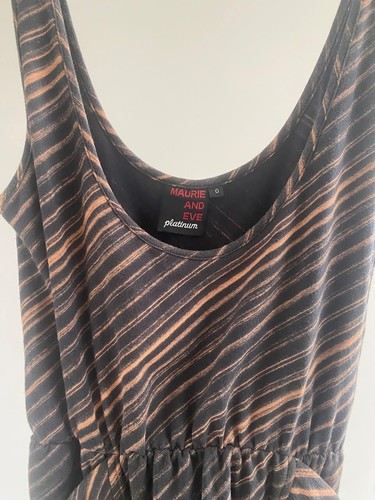 Vintage Y2K 2000s Maurie & Eve Platinum Striped Dress Size 0 - Picture 2 of 6