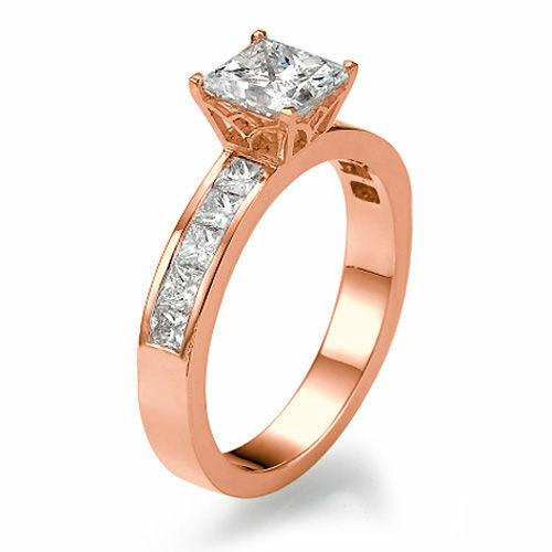 Anillo de compromiso de diamantes genuinos de 1 1/2 quilates corte princesa H/VS2 oro blanco 18 K - Imagen 3 de 3