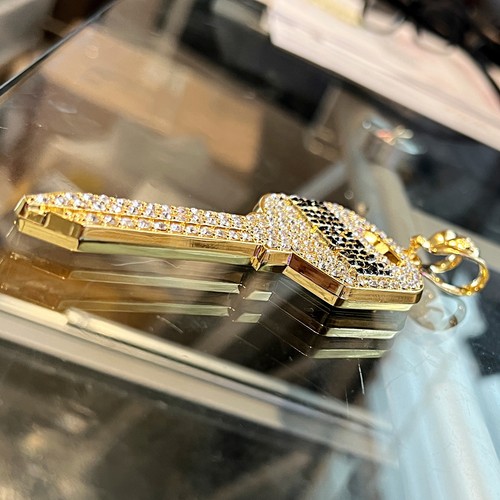 14K Gold Plated Huge Kingdom Key Hip Hop Pendant Iced Flooded Out Simulated CZ - Bild 5 von 12