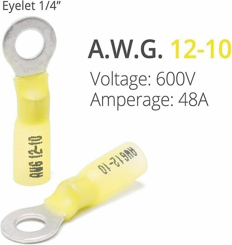 Insulated Heat Shrink Ring Electrical Wire Crimp Connectors 12-10AWG US 100pcs - Picture 5 of 11