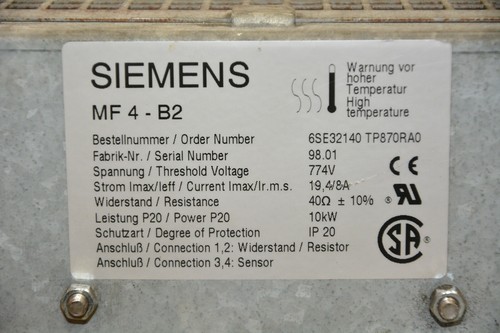 Siemens 6SE32140 TP870RA0 Resistor 10kW 40Ohm - Picture 8 of 8