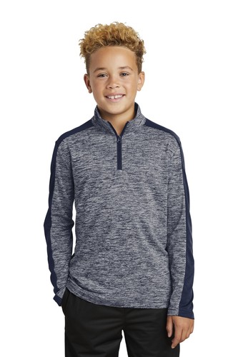 YST397 Sport-Tek Youth PosiCharge Electric Heather Colorblock 1/4-Zip Pullover - Picture 1 of 5