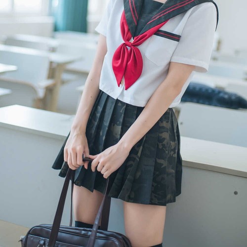 Snow Camouflage Pleated Skirt Tactical Vest Chest Rig Girls Cosplay Shirt Socks - Picture 6 of 24