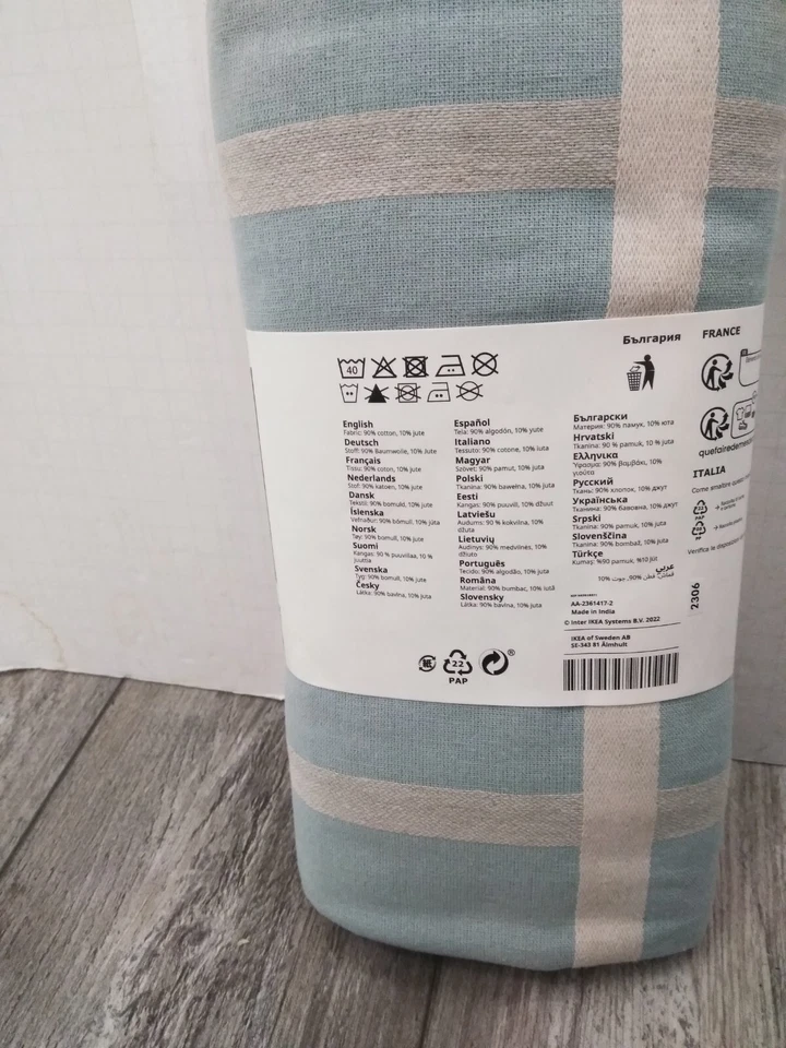 IKEA NISSOGA Tablecloth (1)  L.BLUE & Beige Cotton / JUTE  57''x94"  LUNA GIL - Image 4 of 4