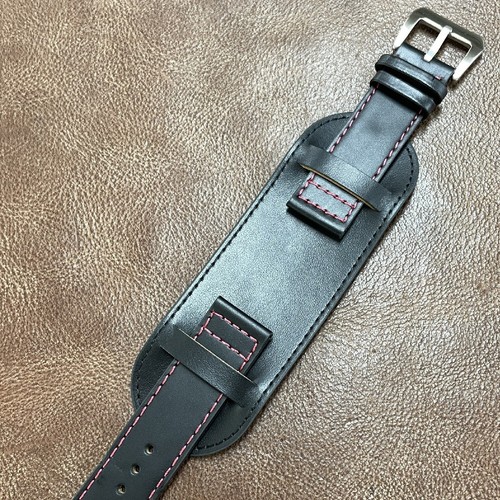 Correa/correa de reloj de cuero genuino estilo cintura militar talla 22/24 mm #2325 - Imagen 15 de 16