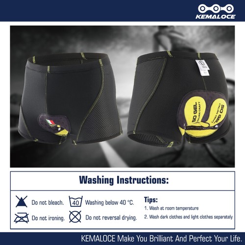 KEMALOCE Ciclismo Intimo Uomo 5D Gel Pad Antiurto S M L XL 2XL Pantaloncini Ciclismo - Foto 23 di 41