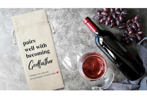 Pairs Well With Becoming Godfather Wine Bags (1 Pack)- Gift For Godfather - Picture 4 of 5