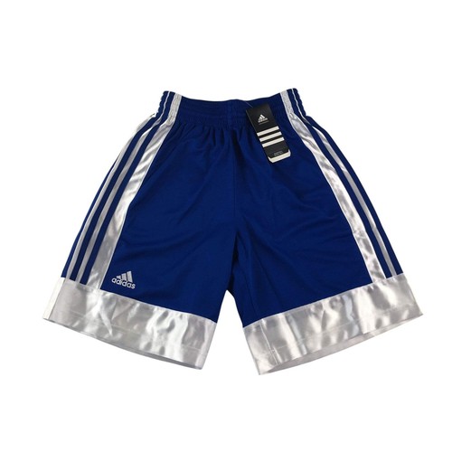 Adidas basketball shorts blue and white panel design with three stripes - Picture 10 of 11