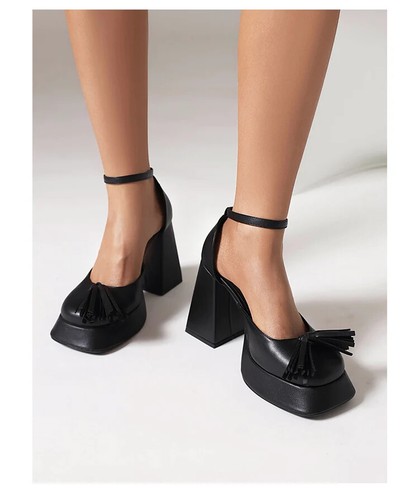 Gingham Shiny Microfiber Fringed High-Heeled Shoes With Breathable Lining Sandal - Picture 15 of 25