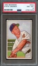 BB - 1952 Bowman - #203 - Steve Gromek - PSA 8 - NM-MT