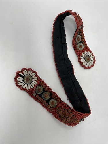 Vintage beaded ethnic hand made belt piece / clothing decoration Coins Africa? - Picture 5 of 12