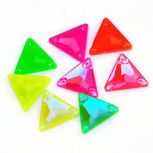 Triangle Crystal Neon Sew On Rhinestones Fluorescence Mocha Sewing accessory - Picture 4 of 18