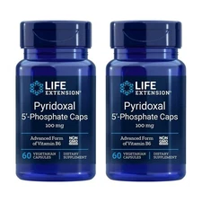 2PACK Life Extension Pyridoxal 5'-Phosphate 100 mg Vit B6 Heart Nerve Eye 60Caps