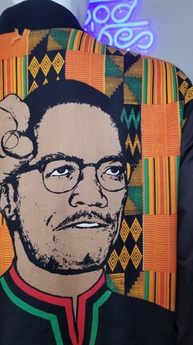 Vintage 1990 Unisex Kente Co. Malcolm X By Any Means Neccessary Bomber Jacket - Picture 21 of 24