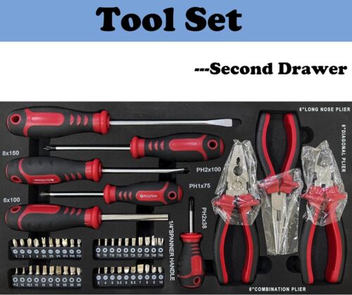 Tool Set Box with Handle & 3-Drawer Heavy Duty Metal Box-439 Piece Tool Kits - Picture 10 of 56