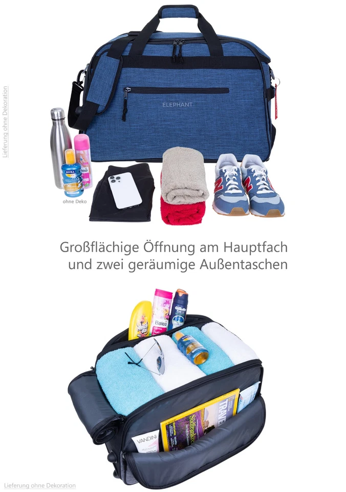 Reisetasche Rollen Trolley Elephant Travel Duffle 55cm 45L Reise 13030 Blau - Bild 3 von 4