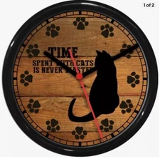 Time Spent With Cats is Never Wasted Wall Clock Cat Personalized Paw Prints 0724