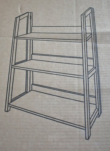 Folding 3 Tier Book Stand Shelf Display Unit Wooden Brown with White Shelves new - Picture 3 of 9