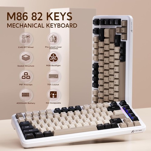ATTACK SHARK M86 75% Tri-Mode Gasket Wireless Mechanical Keyboard, Hot Swappable - Picture 30 of 37