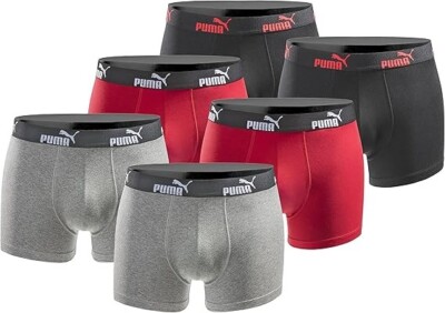 PUMA Boxershort 6er Pack Herren Basic Black Limited Edition - New Black red - S