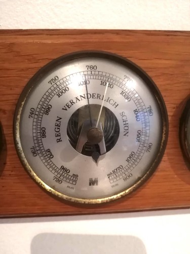 Vintage Regen Veranderlich Schon German Wall Thermometer, Barometer & Hygrometer - Picture 3 of 7
